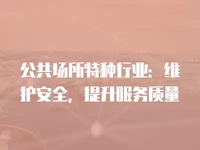 公共場所特種行業：維護安全，提升服務質量