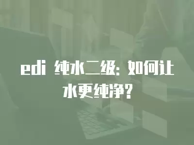 edi 純水二級: 如何讓水更純凈?