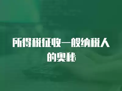 所得稅征收一般納稅人的奧秘