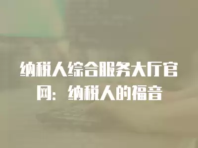 納稅人綜合服務大廳官網：納稅人的福音