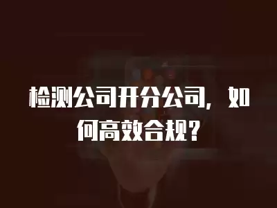 檢測公司開分公司，如何高效合規？