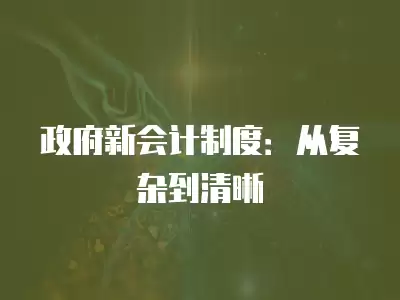 政府新會計制度：從復雜到清晰