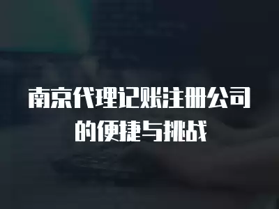 南京代理記賬注冊公司的便捷與挑戰