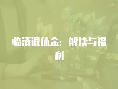 臨清退休金：解讀與福利