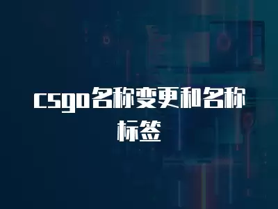 csgo名稱變更和名稱標簽