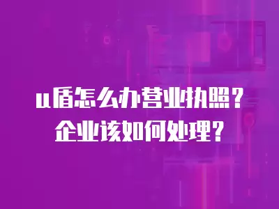 u盾怎么辦營業執照？企業該如何處理？