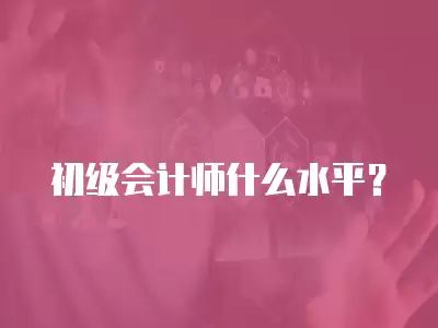 初級會計師什么水平？