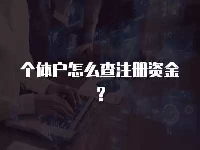 個體戶怎么查注冊資金？