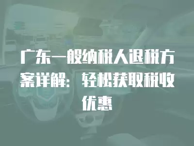 廣東一般納稅人退稅方案詳解：輕松獲取稅收優(yōu)惠