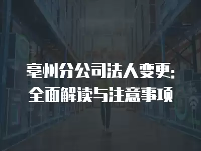 亳州分公司法人變更: 全面解讀與注意事項