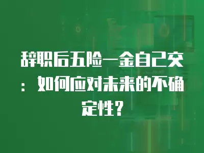 辭職后五險一金自己交：如何應對未來的不確定性？