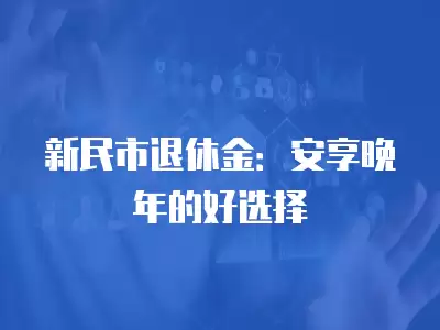 新民市退休金：安享晚年的好選擇