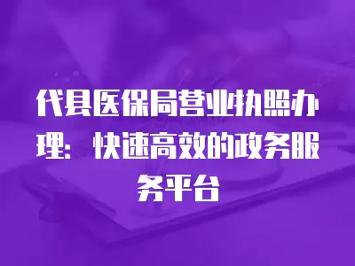 代縣醫(yī)保局營業(yè)執(zhí)照辦理：快速高效的政務服務平臺