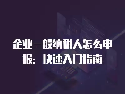 企業(yè)一般納稅人怎么申報：快速入門指南