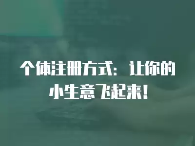 個(gè)體注冊(cè)方式：讓你的小生意飛起來！