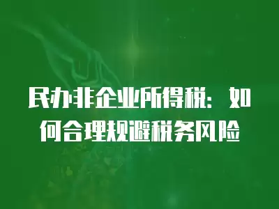 民辦非企業所得稅：如何合理規避稅務風險