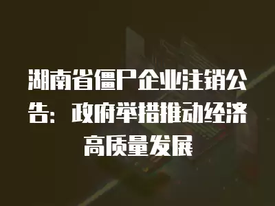 湖南省僵尸企業注銷公告：政府舉措推動經濟高質量發展