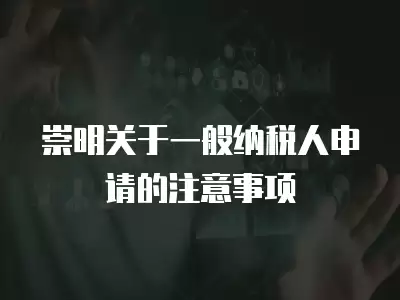 崇明關于一般納稅人申請的注意事項