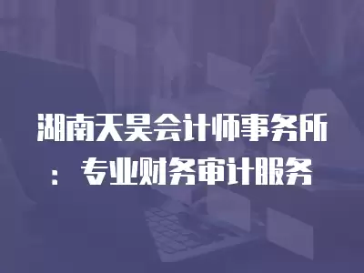 湖南天昊會計師事務所：專業財務審計服務