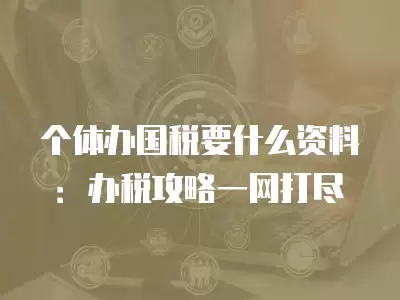 個體辦國稅要什么資料：辦稅攻略一網打盡