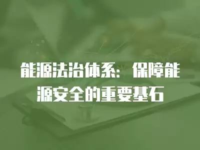 能源法治體系：保障能源安全的重要基石