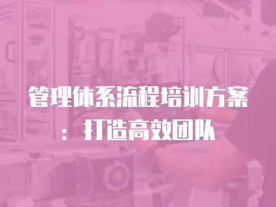 管理體系流程培訓方案：打造高效團隊