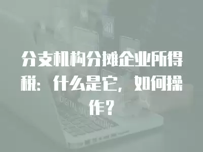 分支機構分攤企業所得稅：什么是它，如何操作？