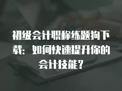 初級會計職稱練題狗下載：如何快速提升你的會計技能？