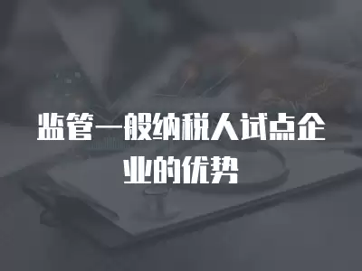 監管一般納稅人試點企業的優勢