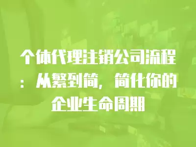 個體代理注銷公司流程：從繁到簡，簡化你的企業(yè)生命周期