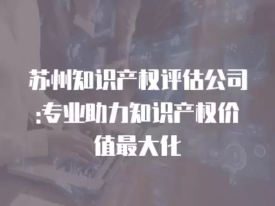 蘇州知識產權評估公司:專業助力知識產權價值最大化