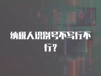 納稅人識別號不寫行不行？