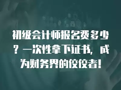 初級會計師報名費多少？一次性拿下證書，成為財務界的佼佼者！