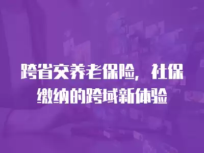 跨省交養老保險，社保繳納的跨域新體驗