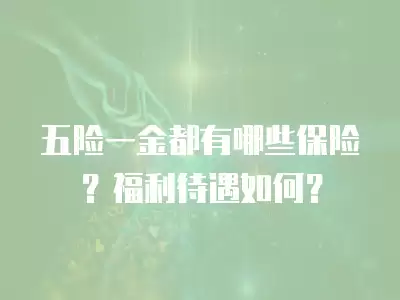 五險一金都有哪些保險？福利待遇如何？