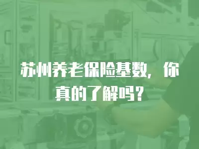 蘇州養老保險基數，你真的了解嗎？