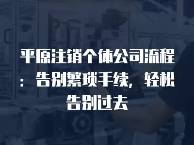 平原注銷個體公司流程：告別繁瑣手續，輕松告別過去