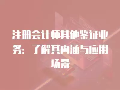 注冊會計(jì)師其他鑒證業(yè)務(wù)：了解其內(nèi)涵與應(yīng)用場景