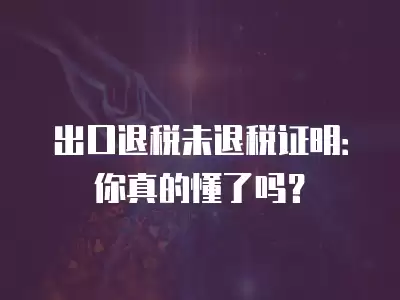 出口退稅未退稅證明：你真的懂了嗎？