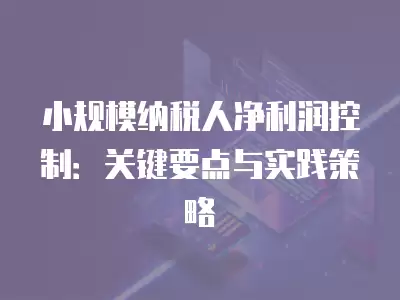 小規模納稅人凈利潤控制：關鍵要點與實踐策略