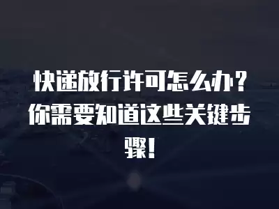 快遞放行許可怎么辦？你需要知道這些關鍵步驟！