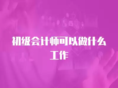 初級會計師可以做什么工作