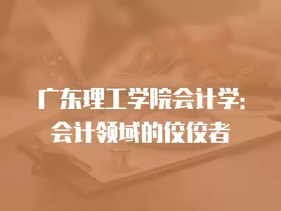 廣東理工學院會計學：會計領域的佼佼者