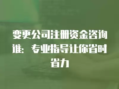 變更公司注冊(cè)資金咨詢誰(shuí)：專業(yè)指導(dǎo)讓你省時(shí)省力