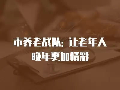 市養(yǎng)老戰(zhàn)隊: 讓老年人晚年更加精彩