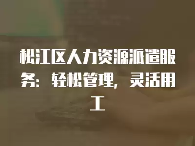 松江區人力資源派遣服務：輕松管理，靈活用工