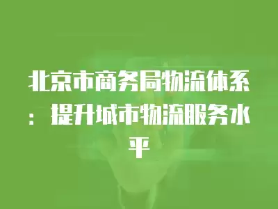 北京市商務(wù)局物流體系：提升城市物流服務(wù)水平