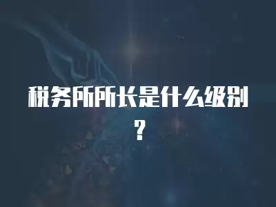 稅務所所長是什么級別？