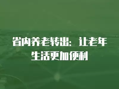 省內養(yǎng)老轉出：讓老年生活更加便利