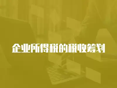 企業(yè)所得稅的稅收籌劃